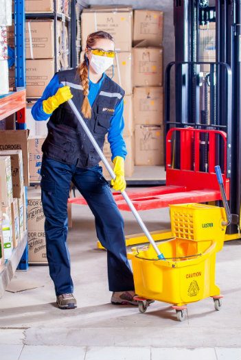 Industrial cleaner mopping